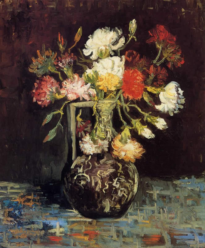 Vincent van Gogh Vase with White and Red Carnations